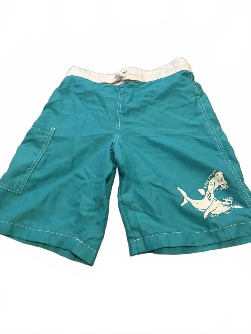 The Children's Place Boys Turquoise Swim Shorts Large 10/12 Shark Print